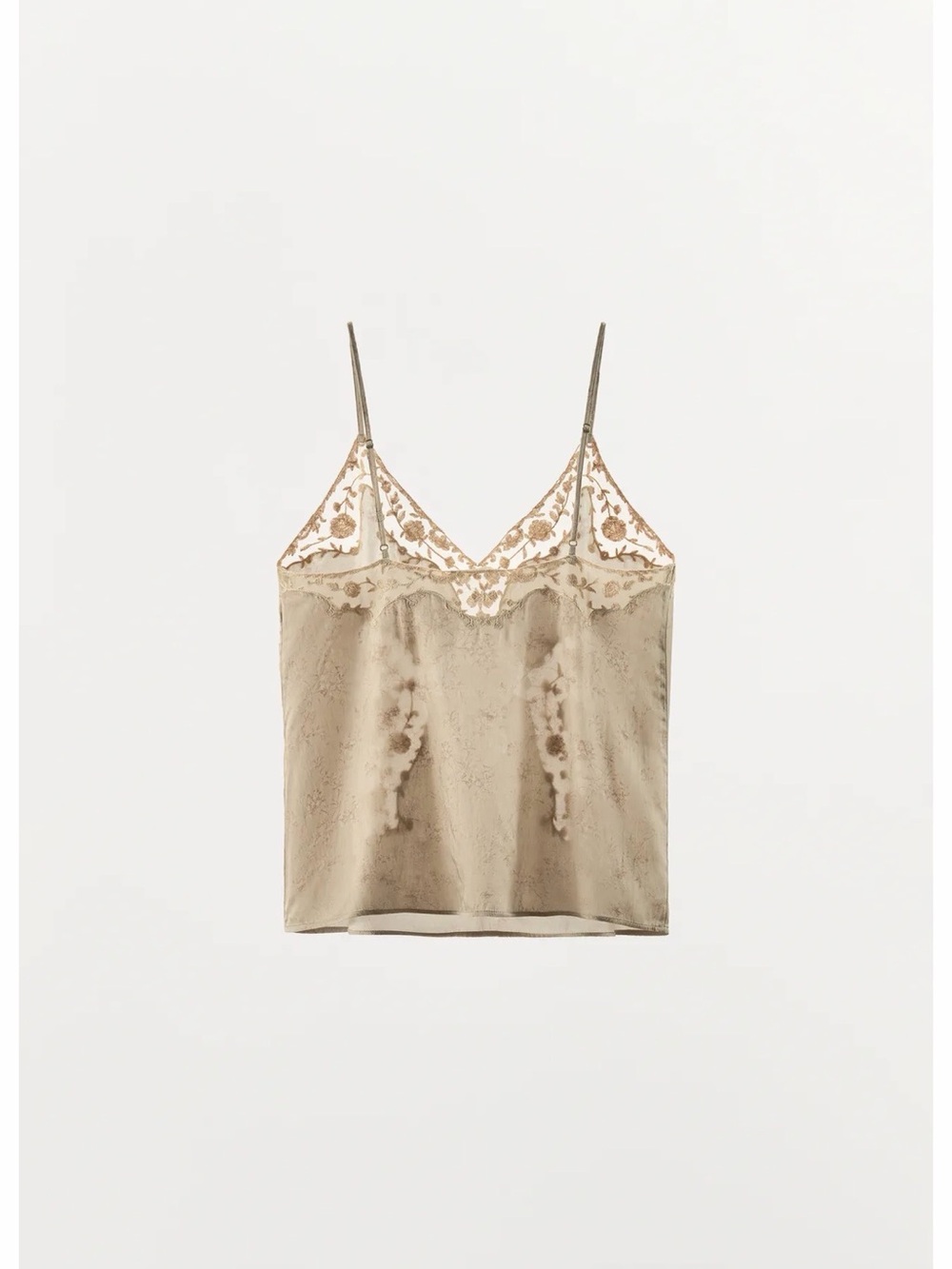 ZARA SET EMBROIDERED CAMISOLE TOP AND SHORTS BEIGE SMALL - Picture 8 of 13